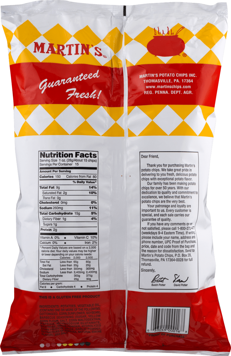Martin's Bar-B-Q Waffle Potato Chips, 3-Pack 14 oz. Value Size Bags