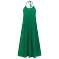thumbnail image 2 of Womens Maxi Dress Ruffle Sleeveless V Neck Summer Beach Holiday Sundress Casual Long Dress Green M, 2 of 6
