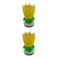 thumbnail image 3 of Matsuzay Velas rotatorias plásticas de la torta de cumpleaños de la música de la flor de loto de la flor de la capa doble amarillo 2piezas, 3 of 5