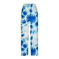 thumbnail image 4 of Dyegold Wide Leg Trouser Pants For Women Ombre Tie Dye Elastic Waist Palazzo Pants Plus Size Straight Long Pant With Pockets, 4 of 5