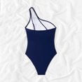 thumbnail image 4 of Teissuly Women's New Swimsuit Slant Shoulder Hollow Conservative Solid Color Swimsuit, 4 of 9