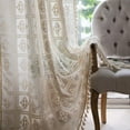 thumbnail image 4 of Crochet Curtains with Tassel Boho Curtains Macrame Lace Curtain for Living Room, Rod Pocket Window Drapes for Dining Bedroom, 4 of 5