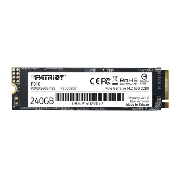 Patriot P310 240GB Internal SSD - NVMe PCIe Gen 3x4 - M.2 2280 - Solid State Drive - P310P240GM28