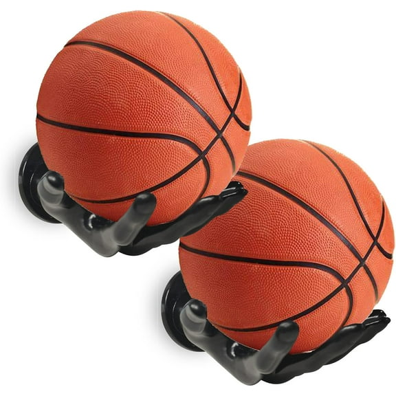 Basketball Holder Wall Mount 2 Piece Set, Men's Room Decoration Game Room Basketball Wall Decor Men's Sport Gifts, Ball Stand Wall Mount, Garage Ball Storage Organizer