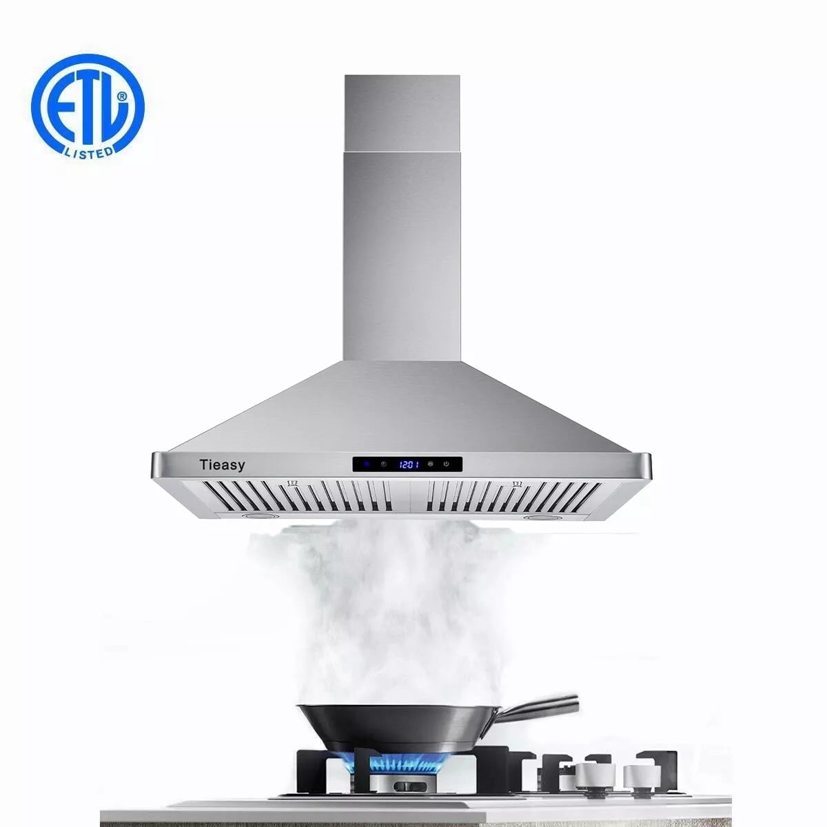 Joeaonz 30-Inch Chimney Hood with Steel Ventilation, LED Lighting, 700 CFM