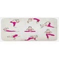 thumbnail image 1 of Yoga Kitchen Mat, Yoga and Pilates Poses Healthcare Fitness Concept Exercise Gymnastics, Plush Decorative Kitchen Mat with Non Slip Backing, 47" X 19", Coral Pink Coconut, by Ambesonne, 1 of 1