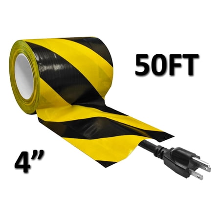 Gaffers Floor Cord Cover Tape - Width: 4 - Length: 50 Feet - Color: Black/Yellow