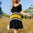thumbnail image 4 of Black White & Yellow Power Stripe Sleeveless Clothing long dress wom summer wom's eving dresses02, 4 of 7