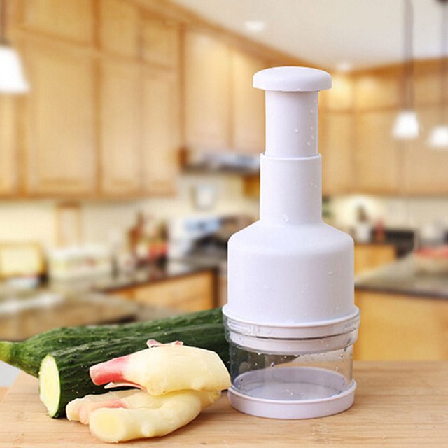 OULII 1 Pc Hand Pull Food Chopper Garlic Crusher White Stainless Steel Kitchen Gadgets