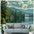 thumbnail image 4 of PRATYUS Mountain Lake Tapestry Wall Hanging Green Forest and Lake Blue Sky White Clouds Tapestry for Bedroom Aesthetic Living Room Dorm Decor Painting, 4 of 6