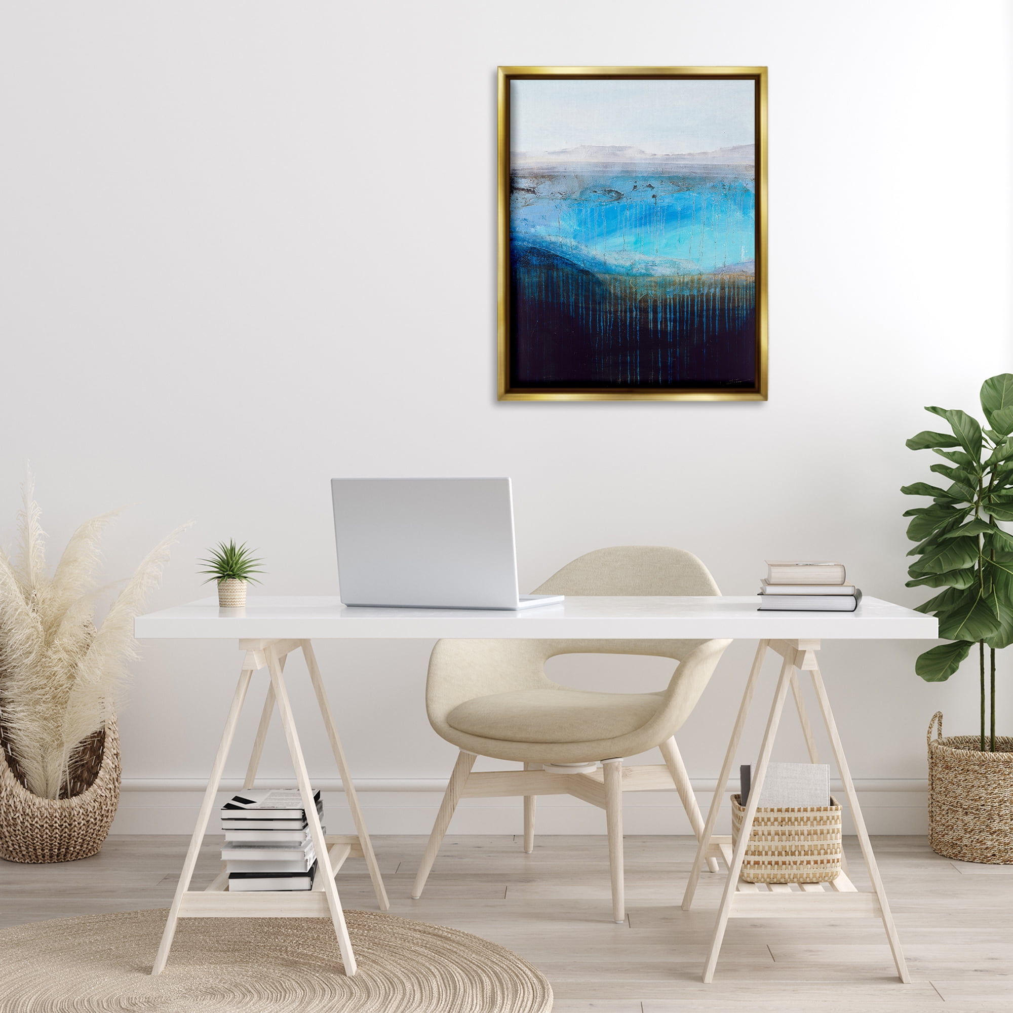 Stupell Industries Intense Abstract Landscape Abstract Painting Gold Floater Framed Canvas Art Print Wall Art, 25 x 31