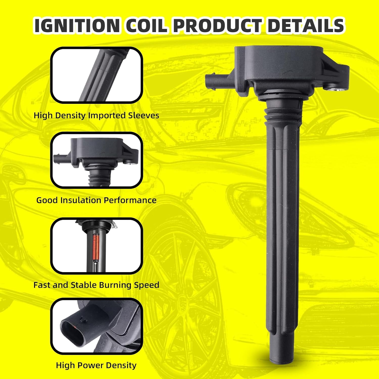 MOAUTO Set of 4 Ignition Coils Pack UF751 68242286AA & 4 PCS Iridium Spark Plugs Compatible with Jeep Dart Cherokee Chrysler Compass Dodge - 2.4L L4