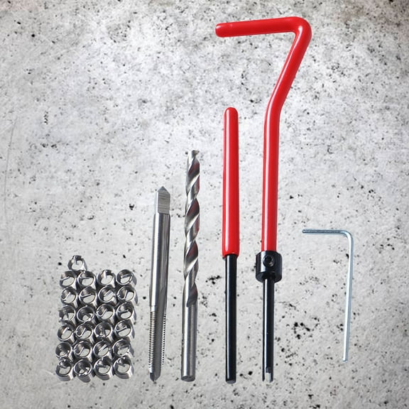 IBASETOY 30Pcs Helicoil Thread Repair Kit Red with Full Tool Set for Metal Thread Restoration
