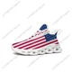 thumbnail image 1 of Zapatillas deportivas planas con la bandera estadounidense para hombre y mujer, de alta calidad, con cordones y malla, hechas a medida., 1 of 6