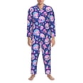 thumbnail image 3 of Balery colorful Skull mushroom rainbow Pijama para Hombre de Dos Piezas con Manga Larga, Conjunto de Dormir y Descanso Suave con Bolsillos-Medium, 3 of 7