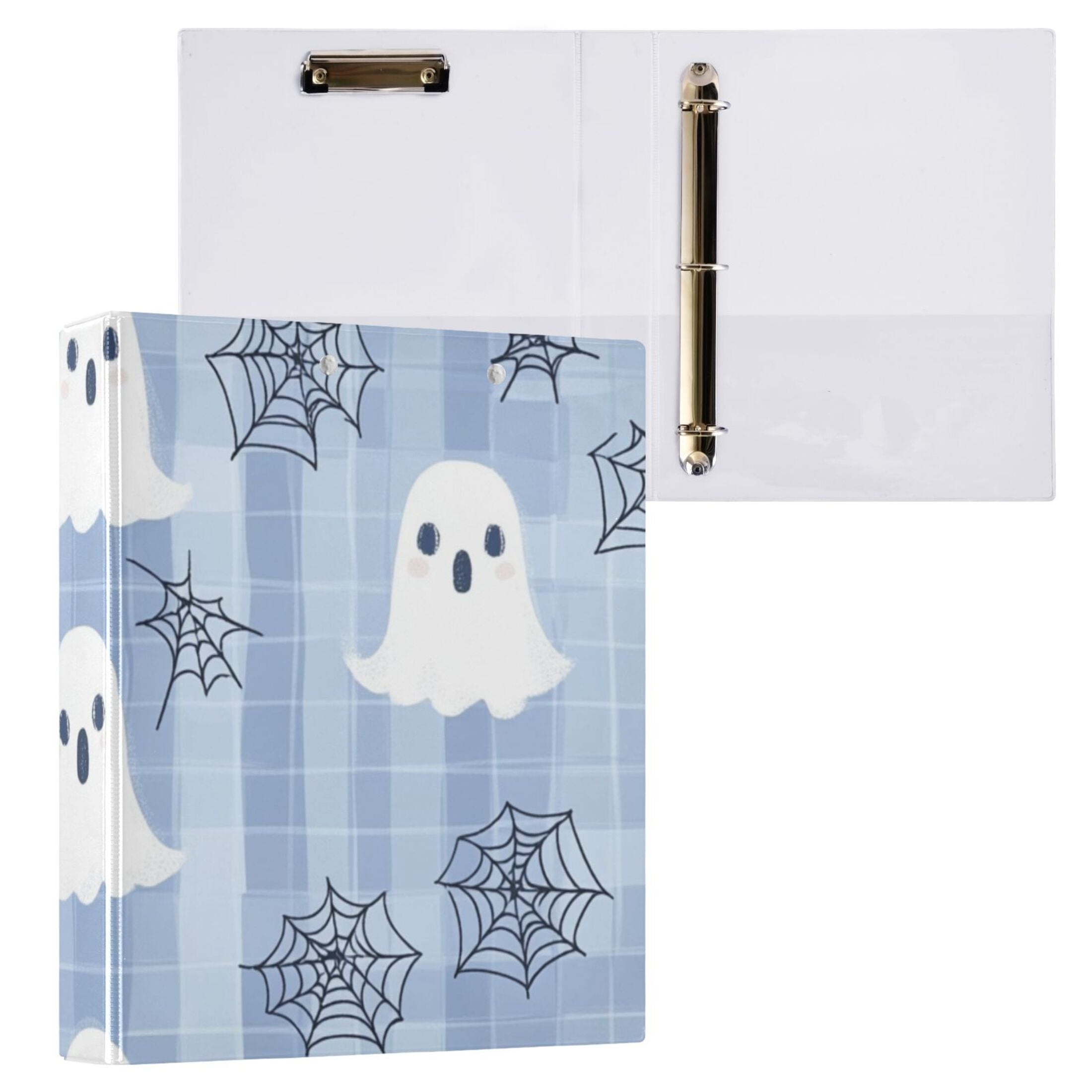 Halloween Ghosts Cute 3 Ring Binders 1.5 inch Hardcover File Folders with Interior Pockets A4 Size Organizer for School Office Hospital