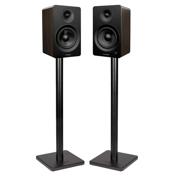Fluance Ai61 Powered 2-Way 2.0 Stereo Bookshelf Speakers with Speaker Stands 6.5" Drivers 120W Amplifier for Turntable Bluetooth 5 Wireless Music Streaming - RCA Optical USB & Sub Out (Natural Walnut