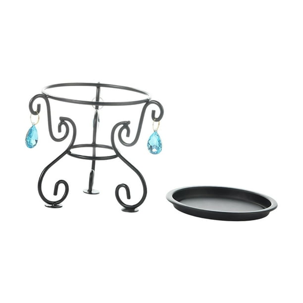 Soporte de plantas para macetas de maceta con cuentas colgantes soporte triangular soportes de hierro estable estante para sala de jardín doméstico Negro