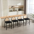 thumbnail image 4 of Guyou Modern Bar Stools Set of 2, 26" Counter Height Bar Stools with Natural Rattan Back and Solid Wood Frame, Sherpa Upholstered Kitchen Island Chairs for Bar Island Cafe Kitchen, Black, 4 of 8