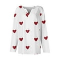 thumbnail image 3 of Resicozy Women Valentines Shirts Henley Neck Long Sleeve Casual Heart Printed Fashion T Shirt 2026 White M, 3 of 4