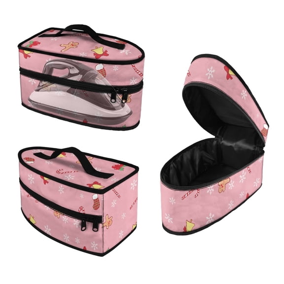 HELLHERO Irons Organizer Bag Travel Case Portable Steamer Carrying Case Portable Snowflake Candy Cane Pattern, Case Only