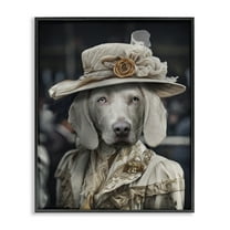 Stupell Industries Dog with Floral Hat Animals & Insects Painting Black Framed Art Print Wall Art, 11 x 14