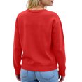 thumbnail image 7 of Women's Sweater Cute Fun Printing Sweater Fall And Winter Long Sleeve Knitted Sweater for Fall Winter Solid Color Basics,Red,L, 7 of 7