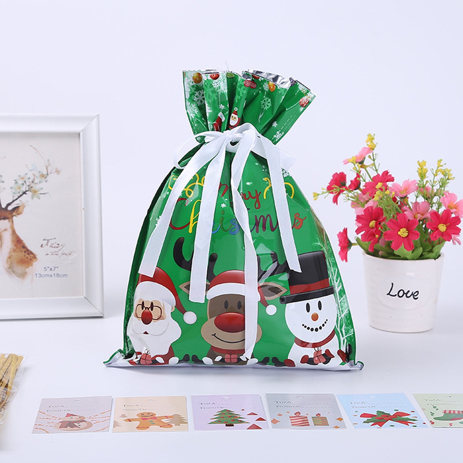 Clearance YOHOME Christmas Drawstring Gift Bags Christmas Wrapping Bags ...