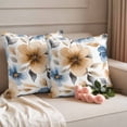 thumbnail image 2 of Outdoor Pillow Covers Watercolor Orange Blue Flowers Waterproof Pillow Cases 24x24 Set of 2, Spring Garden Floral Throw Pillow Cover Pillowcase for Patio Balcony Couch Garden, 2 of 9