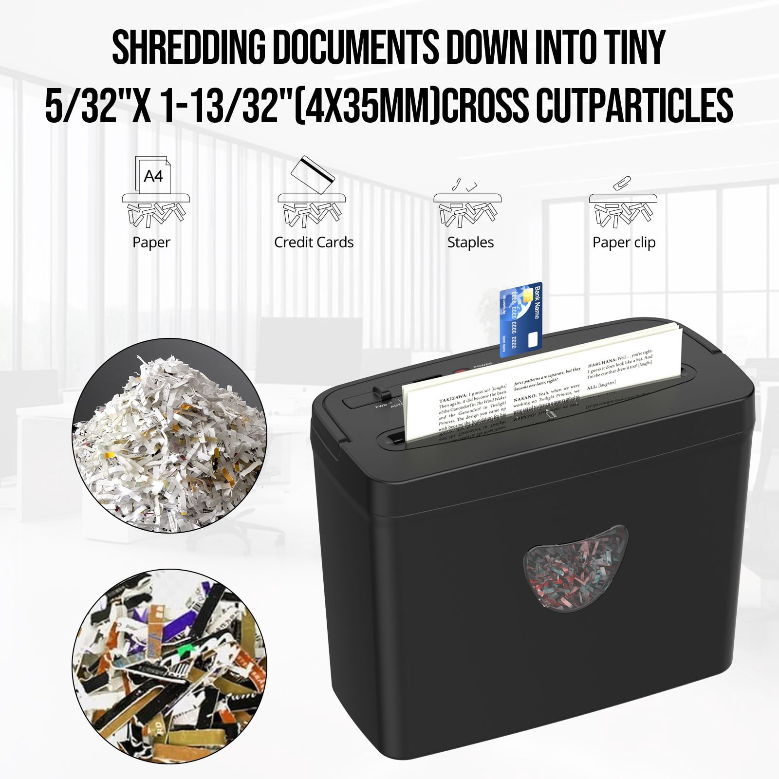 Paper Shredder for Home Use,5 Sheets Small Crosscut Paper Shredder,P-4 Security Level with 2.38-Gallon Basket, 4-Mode Design-Durable & Fast and Jam Proof for Home Office Utilization