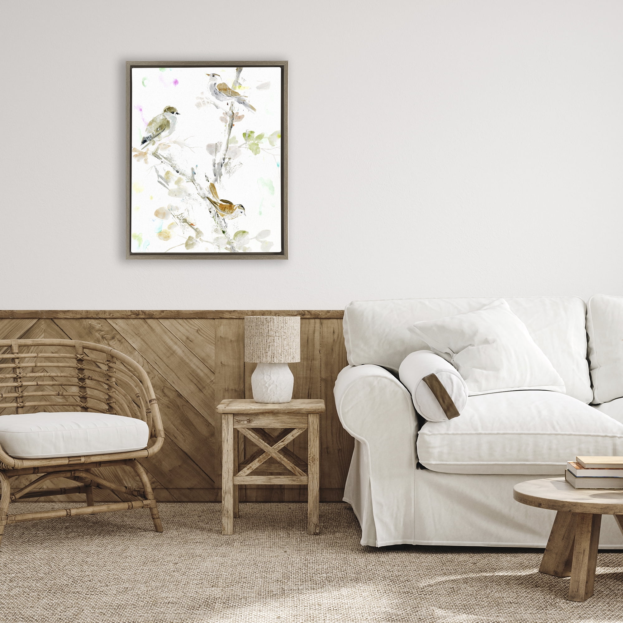 Stupell Industries Delicate Feathers Trio Brown Framed Floater Canvas Wall Art, design by Lorenzo Collective