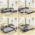 thumbnail image 4 of Muumblus L-Shape Convertible Floor Sofa Bed, Comfy Foldable Modular Sleeper Sectional Couch for Living Room, Bedroom, Gray Corduroy, 4 of 14