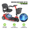 thumbnail image 4 of Magshion 3 Wheel Mobility Scooter,12 Miles Long Range Electric Power Mobile Wheelchair for Seniors Adult with Lights Collapsible and Basket, Best Gift for Adult, Red, 4 of 13