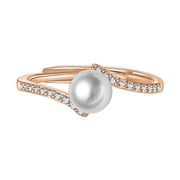 Luiyenes Pearl Ring With Diamonds Simple Fashion Jewelry Popular Accessories