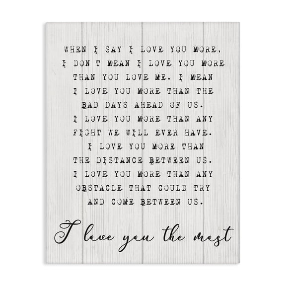 Stupell Industries Shabby Chic Inspirational I love You the Most Canvas Art, 16 x 20, by Lil' Rue