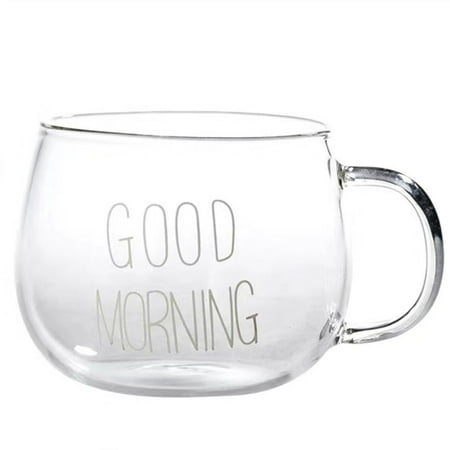 

1PC Letter Printed Transparent Creative Glass Coffee Tea Mug Drinks Dessert Breakfast Milk Cup Glass Mugs Handle Drinkware WHITE LETTERS WHITE LETTERS