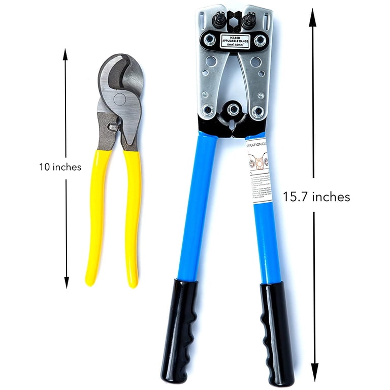 Findmall Battery Cable Lug Crimper Tool – 6-50mm² Wire Crimper With Cable Cutter For 10 To 1/0 AWG