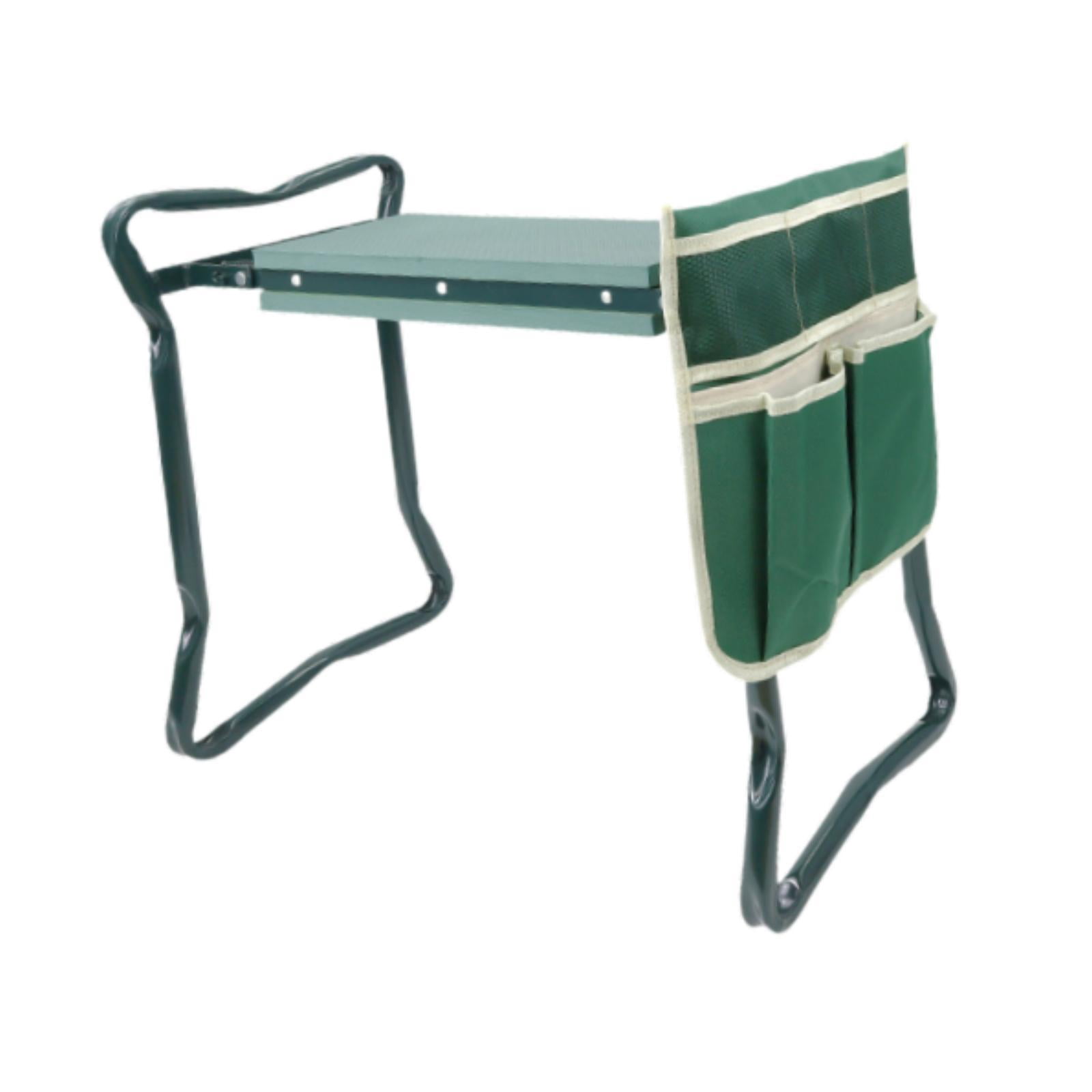 Foldable Garden Kneeler Seat with Soft EVA Foam Pad and Tool Pouch Sturdy Steel Bench for Gardening