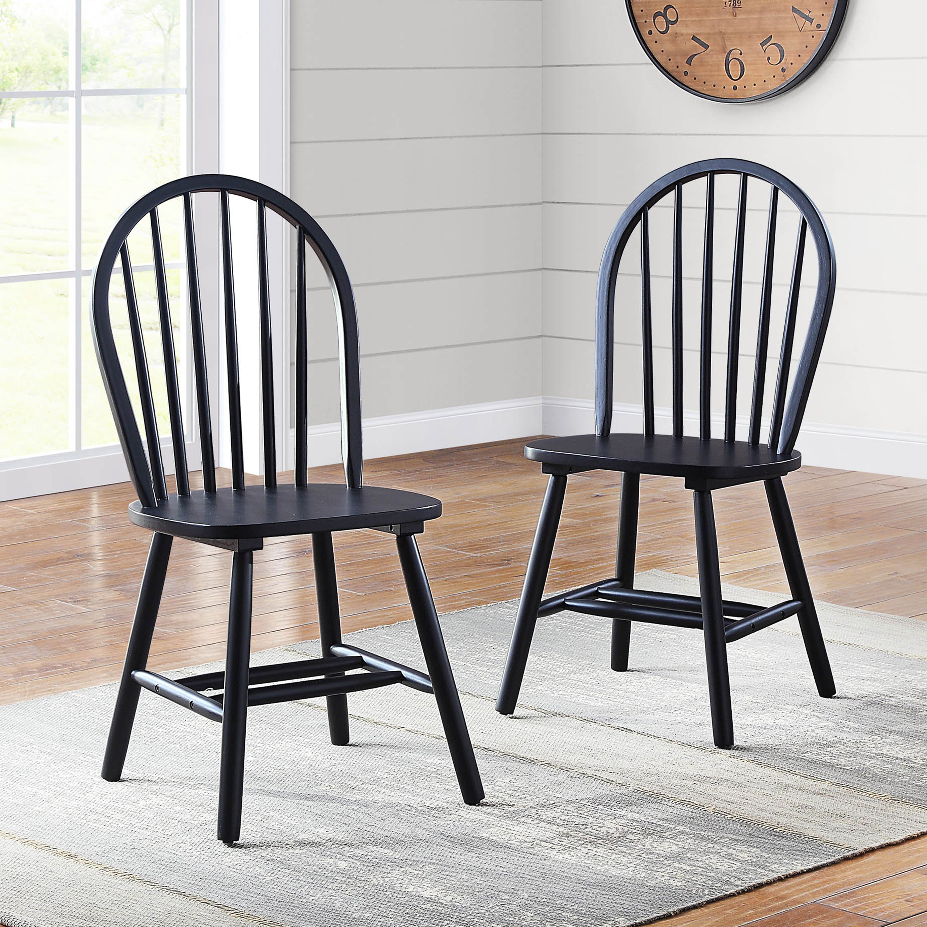 Better Homes and Gardens Autumn Lane Windsor Solid Wood Dining Chairs, Set of 2, Black Finish - image 2 of 10