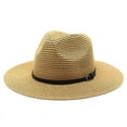 thumbnail image 2 of Straw Cowboy Hat Straw Panama Hat Sun Hat for Women Men Western Theme Summer Camping Garden Beach Fishing, 2 of 5