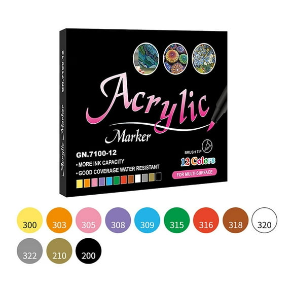 JGJJUGN 12 Color Acrylic Paint Marker Set, Soft Tip Art Markers, Dual Tip Graffiti Pens, Paint Pens for DIY Craft, Porcelain, Wood, Canvas, Metal, Fast Drying, Odorless, 10ml