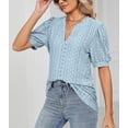 thumbnail image 3 of Womens Summer Tops, V Neck Ruffle Sleeve Blouses, Short Sleeve Casual Tops T-shirts, 3 of 5