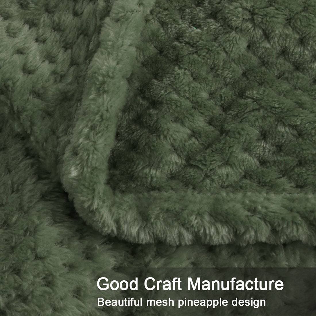 PiccoCasa Soft Microfiber Plush Flannel Blanket Luxury Bed Blanket, Army Green Queen (78"x90")