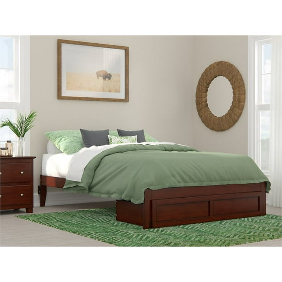 AFI Colorado Solid Wood Queen Bed with Foot Drawer in Walnut