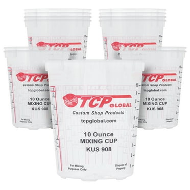 Custom Shop Paint Mixing Cups Plastic Measuring Cup Epoxy Resin, Disposable or Reusable, 8-Ounce (Half Pint) - Pack of 12 - Graduated, Mixing Ratios, Automotive Painting Acrylic Art Crafts