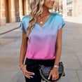 thumbnail image 5 of Women Silk Satin Tops Short Sleeve Blouse V Neck Summer Business Work Shirts Casual Loose Pink 3XL, 5 of 5