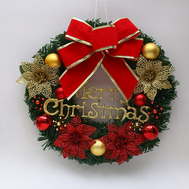 Decoraciones navideñas Corona navideña de 12 pulgadas, coronas navideñas para adornos de puertas delanteras, corona navideña con campana para decoración del hogar Decoración de pared Wmkox8yii gf11641