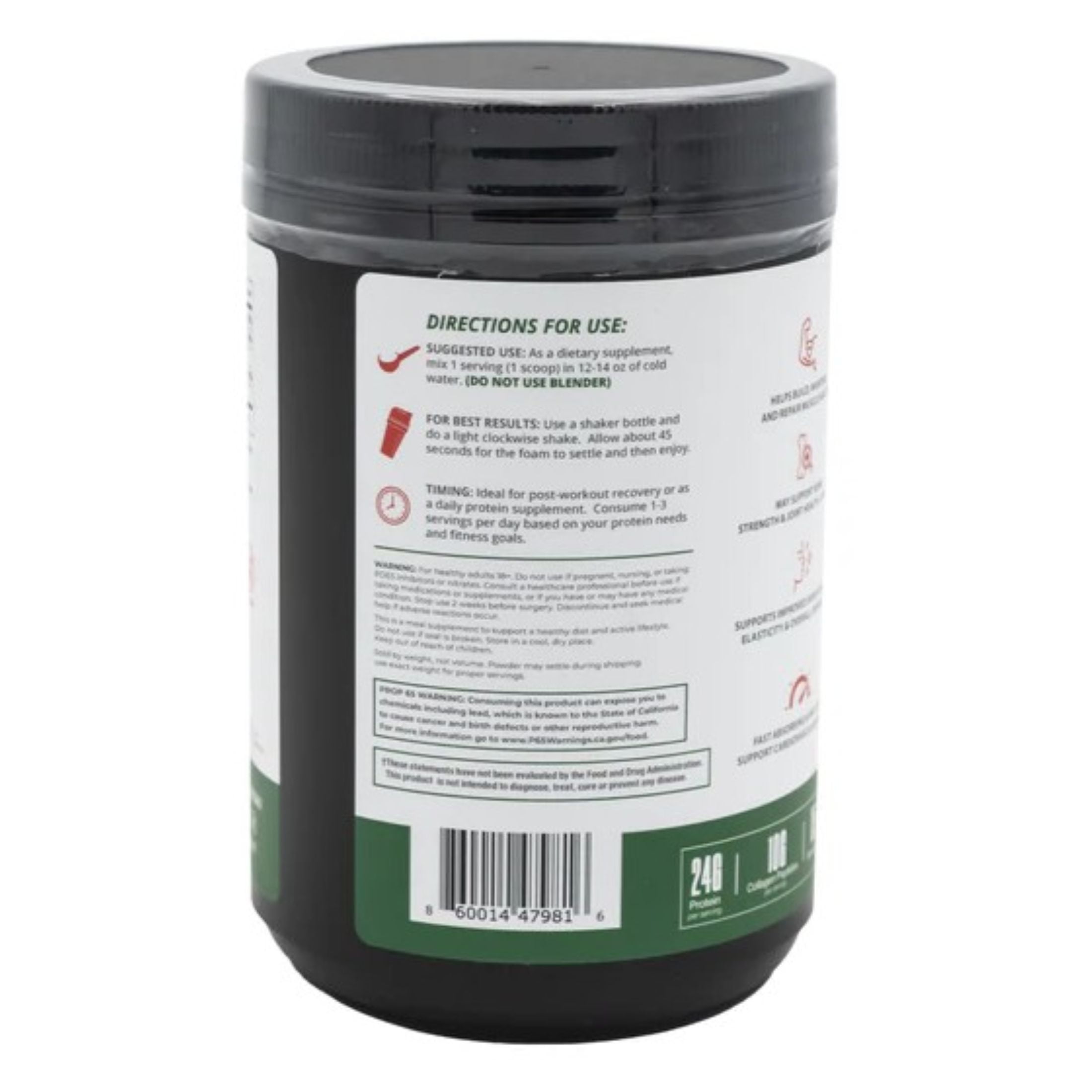 Clear Protein & Collagen Peptides Protein Powder Drink Mix - Naturally Sweetened & Flavored Protein + Marine Collagen - 15 Servings (Watermelon Lime)