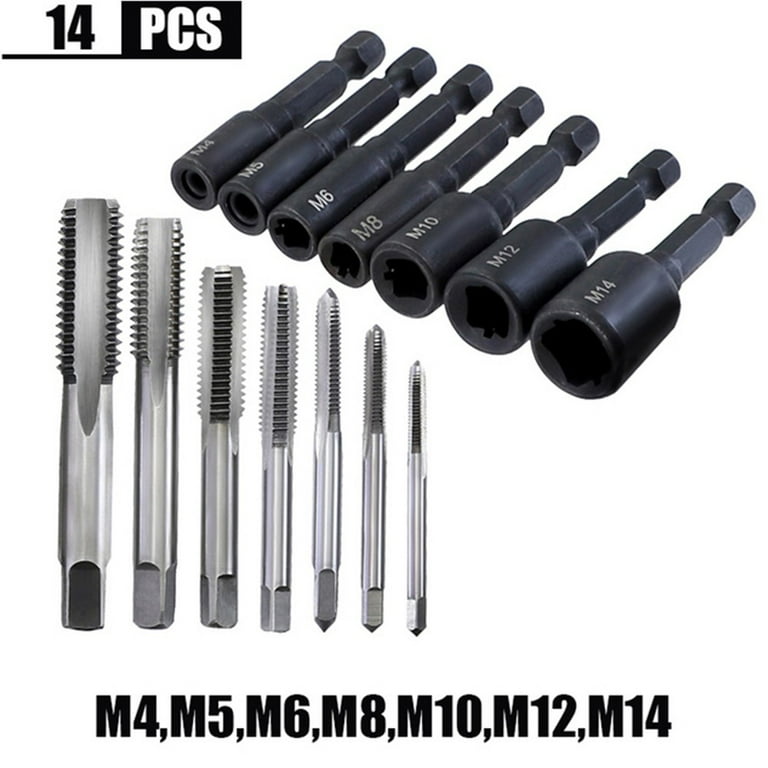 6.35mm Hex Shank Thread Tap Socket Adapter M4 M14 HSS Straight
