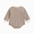 thumbnail image 3 of KPOPLK Newborn Baby Girl Romper Bubble Long Sleeve Little Bean Bodysuit Ovesized Sweatshirt Infant Casual Shirts Top Size 3-6 Months,Brown, 3 of 9
